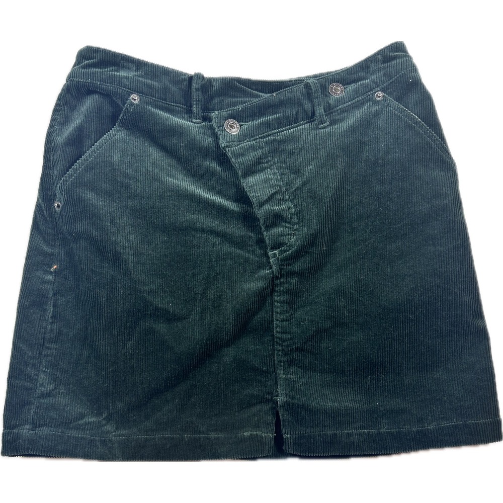 The Normal Brand Green Corduroy Mini Skirt Womens 28 Cotton Blend Five Pocket
